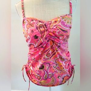 Lands End Tankini Top Paisley Pink Size 16
